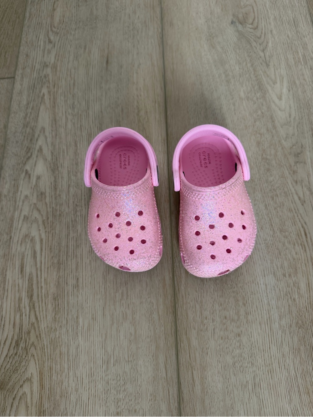 5C Crocs Kids Glitter Pink Clog Shoes - Comfortable Slip-On